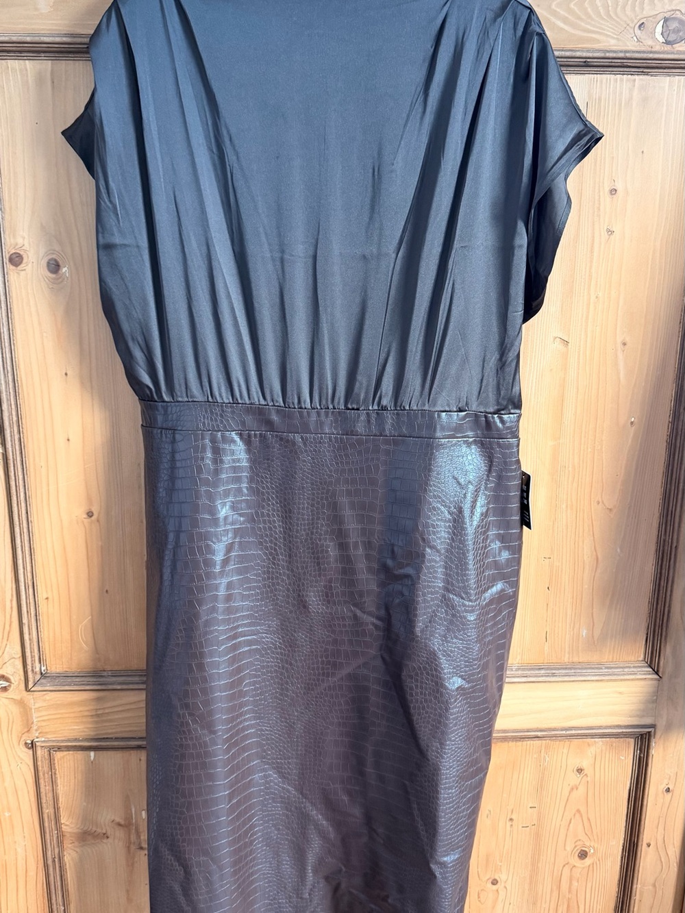 NWT Express Brown Matte & Croc-Textured Panel Midi Dress